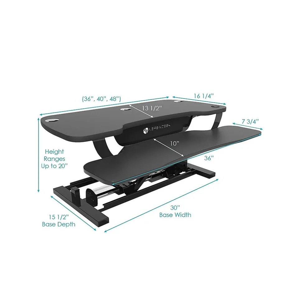 VersaDesk PowerPro 48"W Electric Adjustable Standing Desk Converter, Black (SP7644824-00-01)