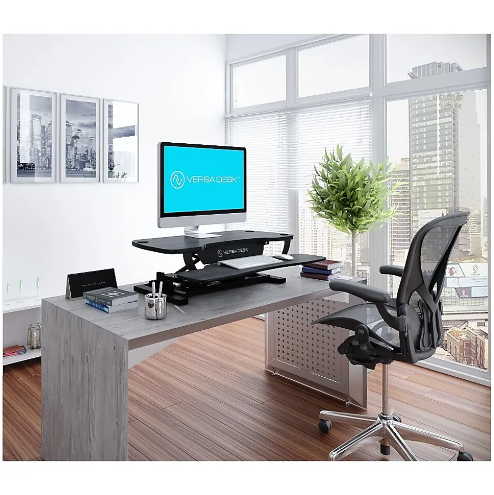 VersaDesk PowerPro 48"W Electric Adjustable Standing Desk Converter, Black (SP7644824-00-01)