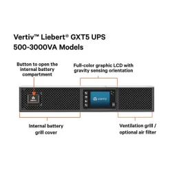 Vertiv Liebert GXT5 2000VA 6-Outlet On-Line UPS, Black (GXT5-2000LVRT2UXLN)