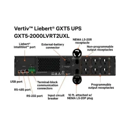 Vertiv Liebert GXT5 2000VA 6-Outlet On-Line UPS, Black (GXT5-2000LVRT2UXLN)