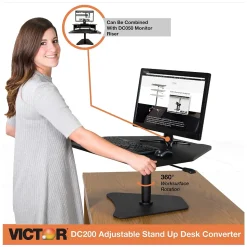 Victor Technology High Rise Adjustable Standing Desk Converter, 28" W, Laminate Wood (DC200)