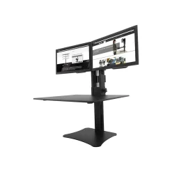 Victor Technology High Rise™ Manual Dual Monitor Standing Desk, 28" W, Laminate Wood (DC350)
