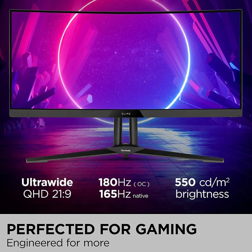 ViewSonic 34" Curved 165Hz LED Gaming Monitor, Black (XG340C-2K)