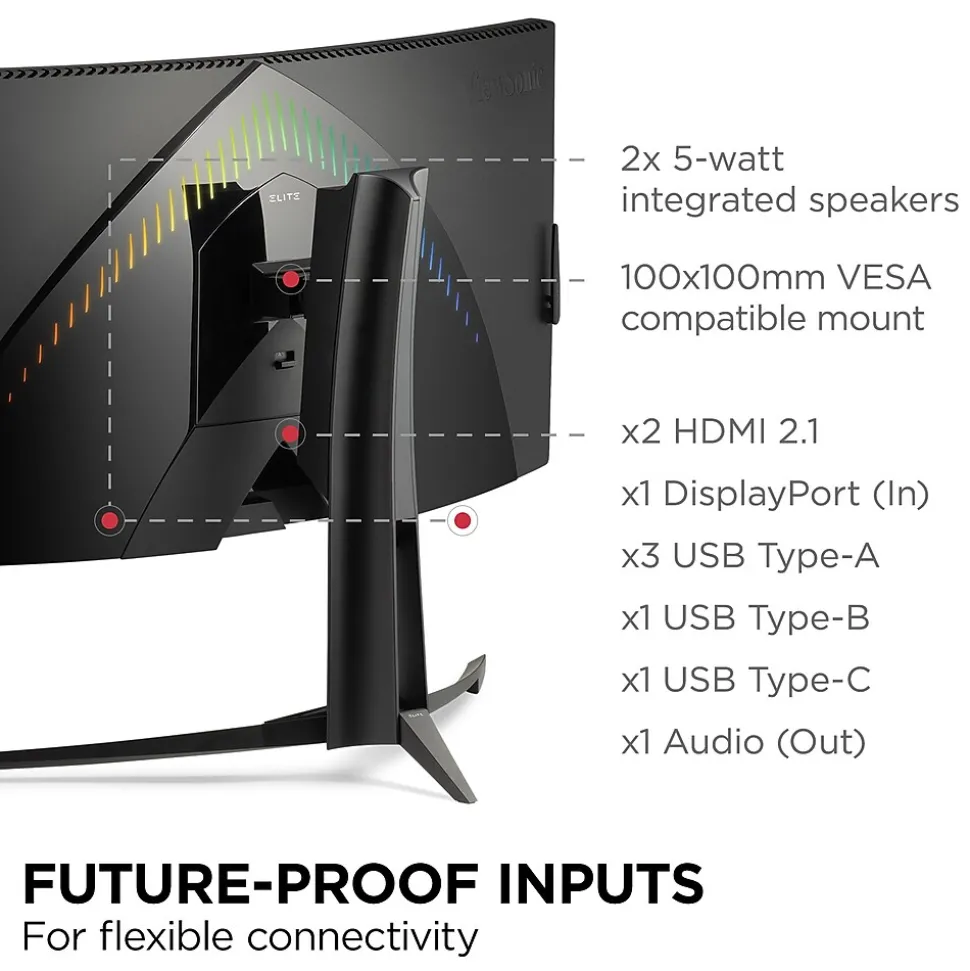 ViewSonic 34" Curved 165Hz LED Gaming Monitor, Black (XG340C-2K)