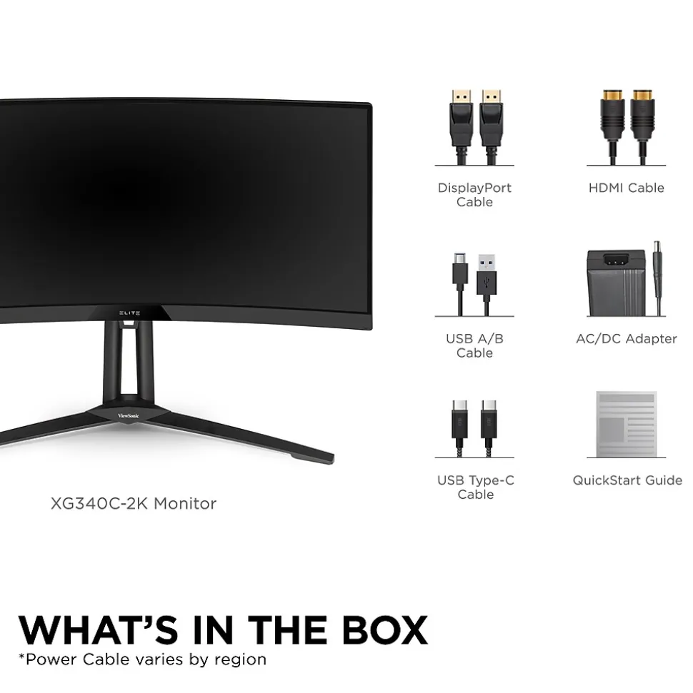 ViewSonic 34" Curved 165Hz LED Gaming Monitor, Black (XG340C-2K)