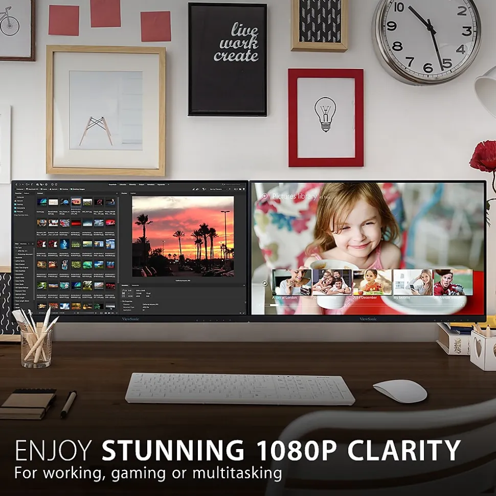 ViewSonic 22" 75Hz LED Dual Pack Head-Only Monitors, Black (VA2256-MHD_H2)