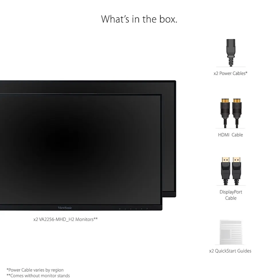ViewSonic 22" 75Hz LED Dual Pack Head-Only Monitors, Black (VA2256-MHD_H2)