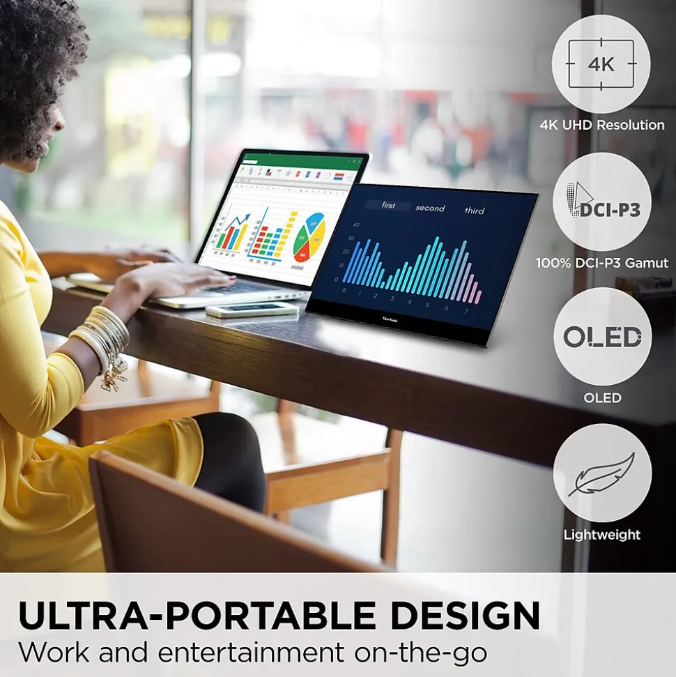 ViewSonic 15.6" 4K Ultra HD 60Hz LED Monitor, Black (VX1655-4K-OLED)