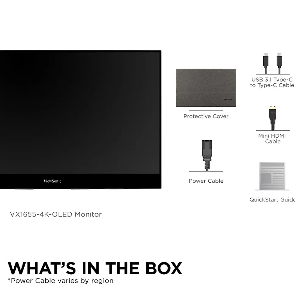 ViewSonic 15.6" 4K Ultra HD 60Hz LED Monitor, Black (VX1655-4K-OLED)