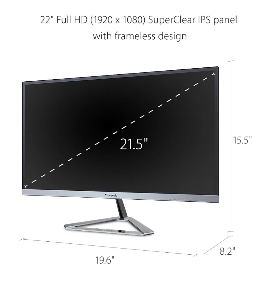 ViewSonic 22" 1080P Widescreen 75Hz IPS Monitor, Silver (VX2276-SMHD)