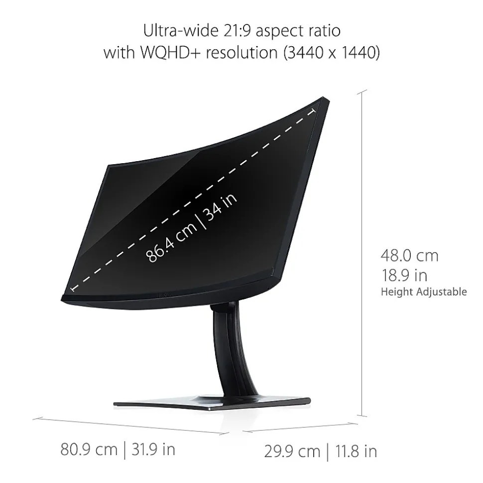 ViewSonic ColorPro 34" Curved 100 Hz LCD Monitor, Black (VP3481A)