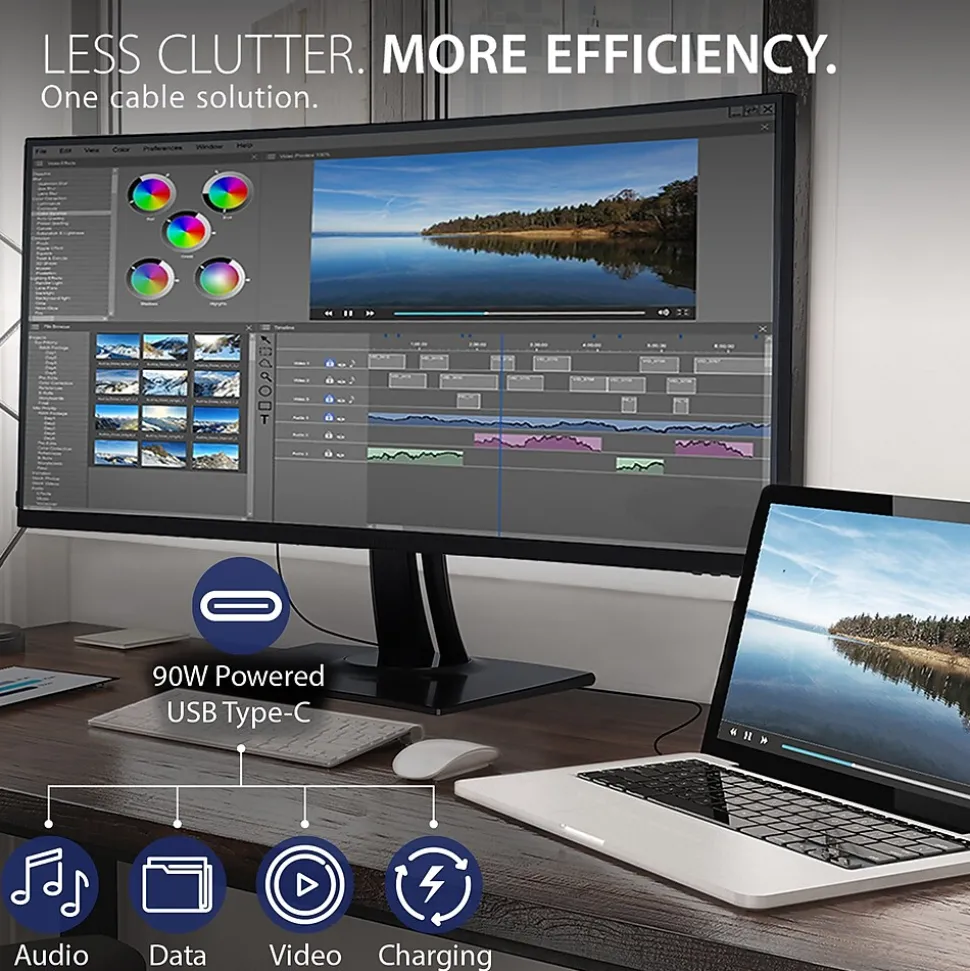 ViewSonic ColorPro 38" Curved 4K Ultra HD 60 Hz LED Monitor, Black (VP3881A)