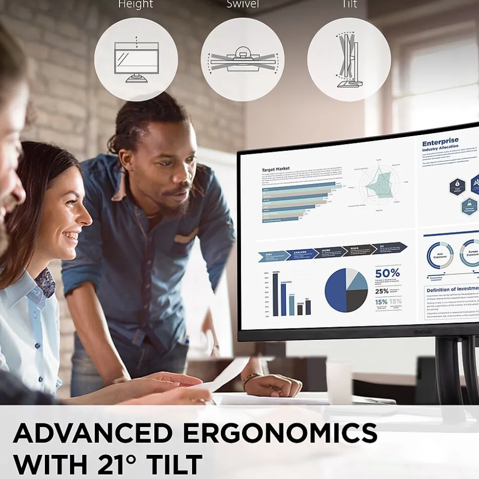 ViewSonic ColorPro 34" Curved 75Hz LED Monitor, Black (VP3456A)