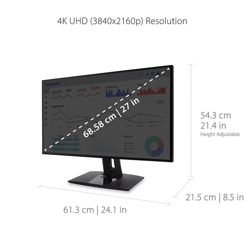 ViewSonic ColorPro 27" 4K Ultra HD 60Hz LED Monitor, Black (VP2768A-4K)