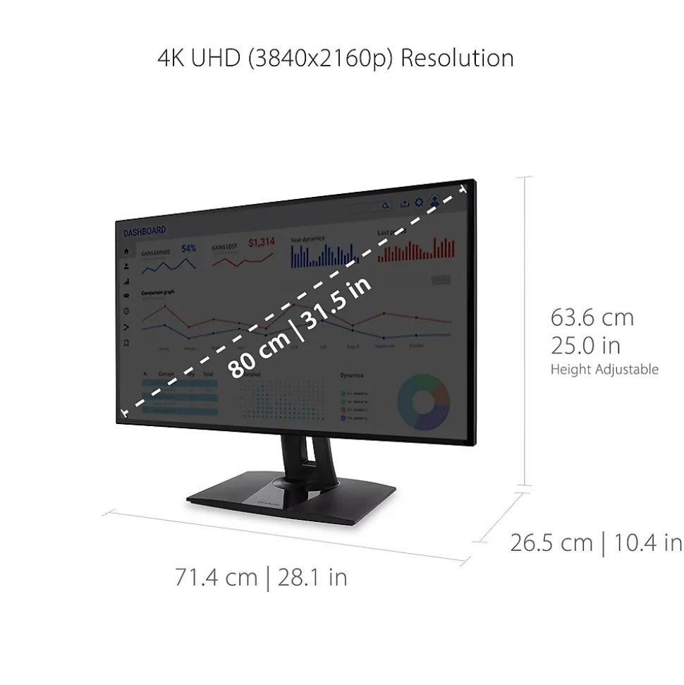 ViewSonic ColorPro 32" 4K Ultra HD 60 Hz LED Monitor, Black (VP3268A-4K)