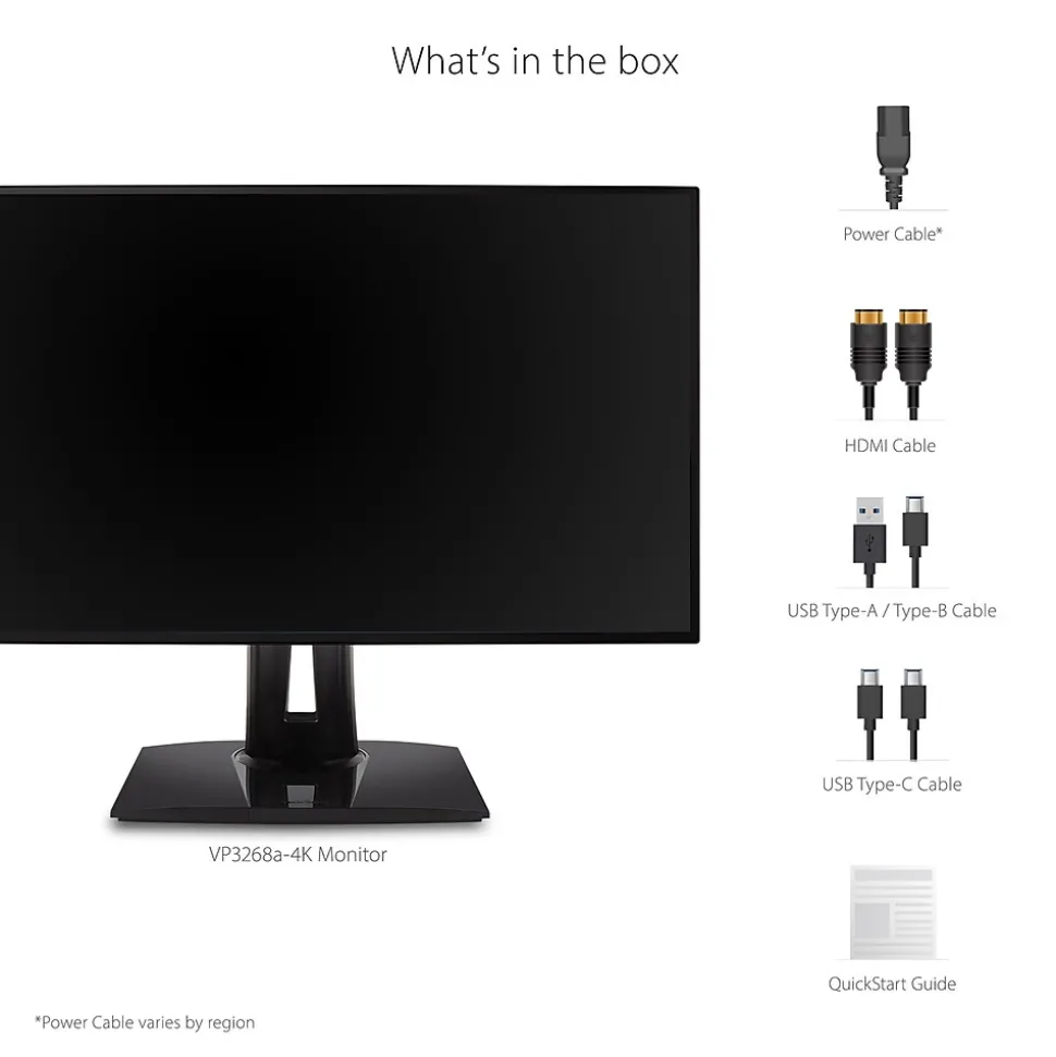 ViewSonic ColorPro 32" 4K Ultra HD 60 Hz LED Monitor, Black (VP3268A-4K)