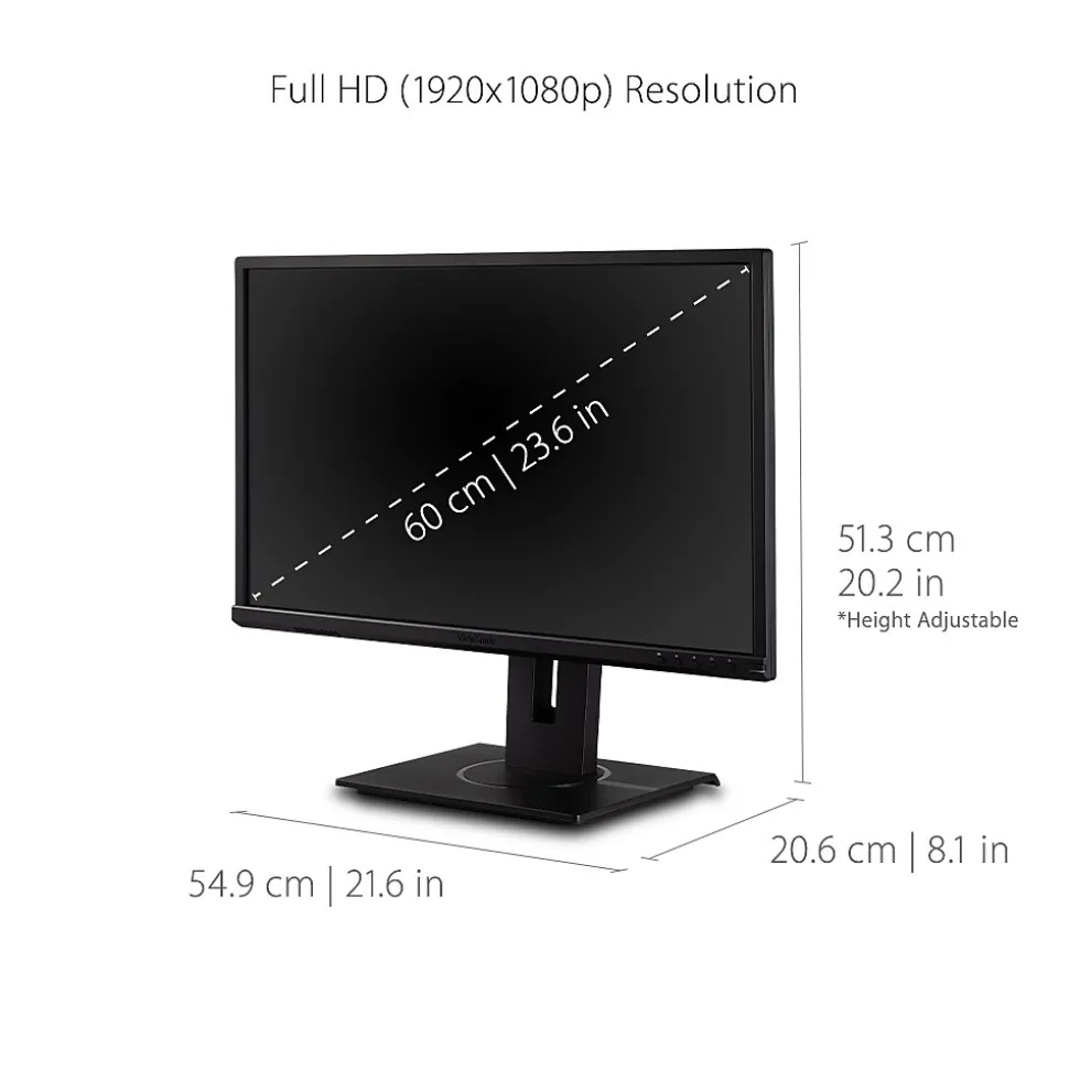 ViewSonic Ergonomic 24" 60Hz LCD Monitor, Black (VG2440)
