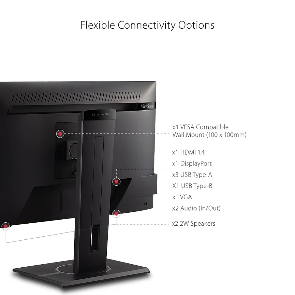 ViewSonic Ergonomic 24" 60Hz LCD Monitor, Black (VG2440)