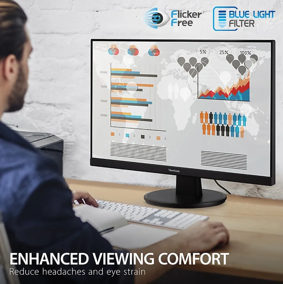 ViewSonic Ergonomic 27" 100Hz LED Monitor, Black (VA2747-MHJ)