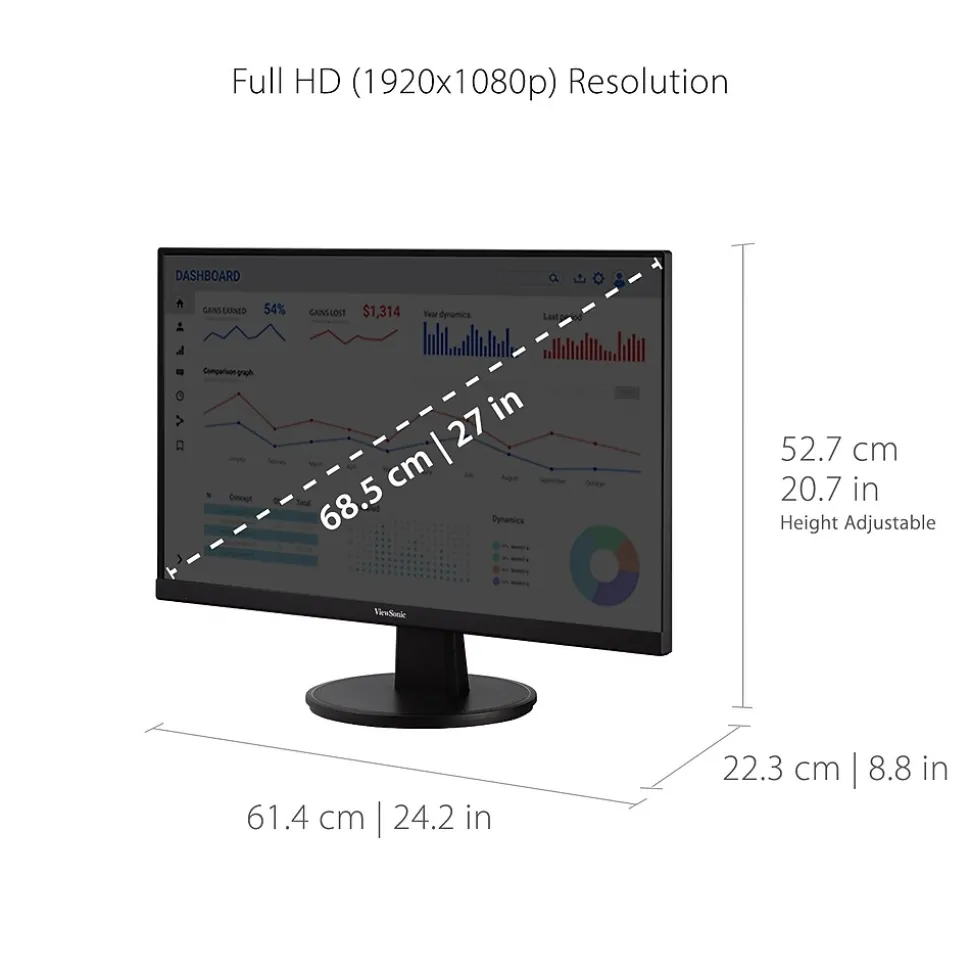 ViewSonic Ergonomic 27" 100Hz LED Monitor, Black (VA2747-MHJ)