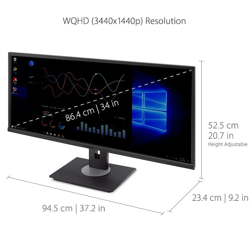 ViewSonic UltraWide WQHD 34" 60 Hz LCD Monitor, Black (VG3456)