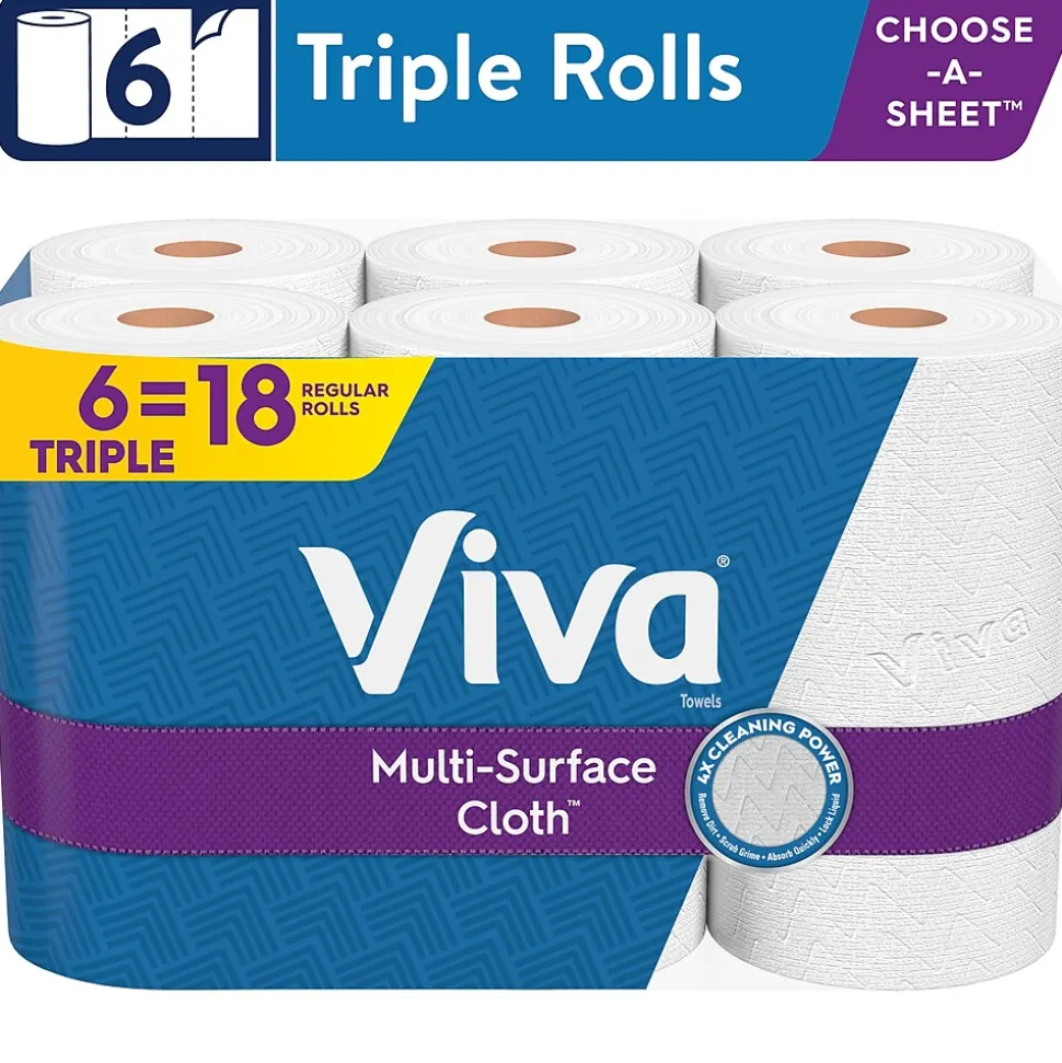 Viva Choose-A-Sheet Multi-Surface Cloth Paper Towels, 2-Ply, 165 Sheets/Roll, 6 Rolls/Pack (53663)