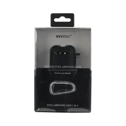 Vivitar Case with Carabiner for AirPods, Black (V90022BLKSTK12)