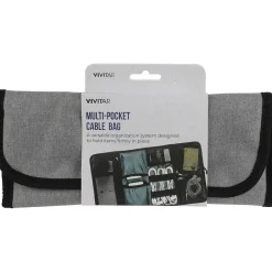 Vivitar Fabric Multi-Pocket Cable Bag, Gray/Black (QUB4400GRYT3524)