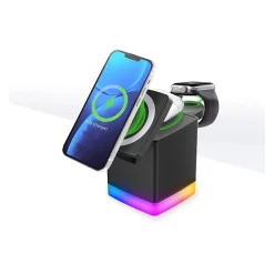 Vivitar Magnetic 3-in-1 Wireless Charging Stand, USB-C, Black (PWR5003-BLK-T35-12)