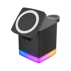 Vivitar Magnetic 3-in-1 Wireless Charging Stand, USB-C, Black (PWR5003-BLK-T35-12)