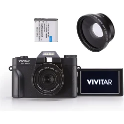 Vivitar VEC XX101 20MP 4K Digital Camera, 0.45X Optical Zoom, Black (VECXX101-BLK-STK-4)