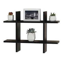V-Light 6-Shelf Wood Mounted Cross-Style Decorative Unit, 22", Black (VW161014B)