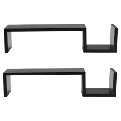 V-Light Wall-Mounted Shelf, 21.5", Black, 2/Pack (VW161008B)