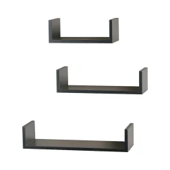V-Light Wood Wall-Mounted Shelves, Gray, 3/Pack (VW161011G)