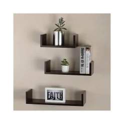 V-Light Wood Wall-Mounted Shelves, Espresso, 3/Pack (VW161011E)