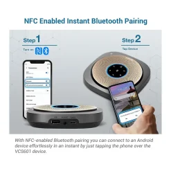 VTech VCS601-2 Cordless Conference Speakerphone, Black/Gold (80-2537-03)