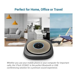 VTech VCS601-2 Cordless Conference Speakerphone, Black/Gold (80-2537-03)