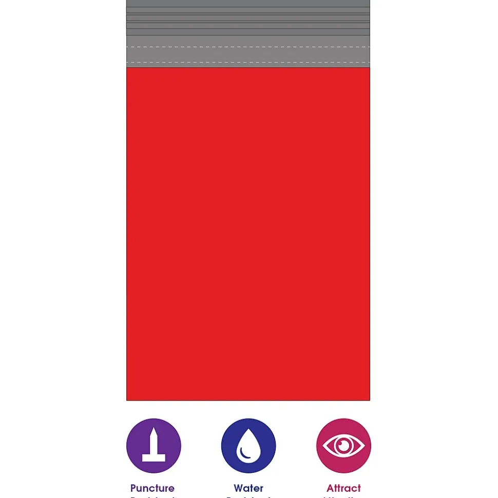 14.5"W x 19"L Peel & Seal Colored Poly Mailer, Red, 100/Carton (CPM1419R)