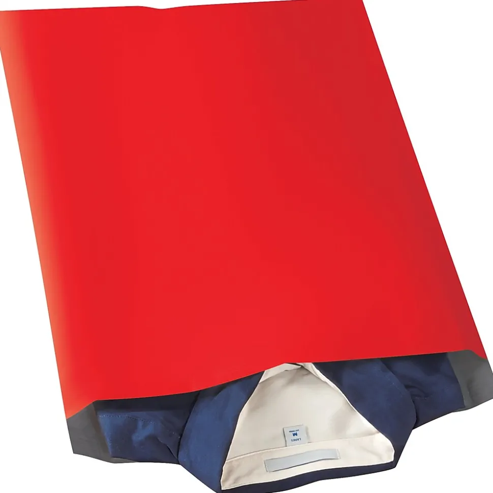 14.5"W x 19"L Peel & Seal Colored Poly Mailer, Red, 100/Carton (CPM1419R)