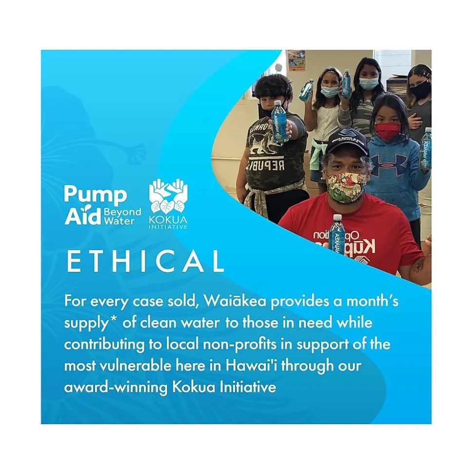 Waiakea Hawaiian Volcanic Water, 22.6 fl. oz., 12 Bottles/Carton (856001)