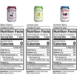 Waterloo Sparkling Water Variety Pack, 12 oz, 24/Pack (220-02411)