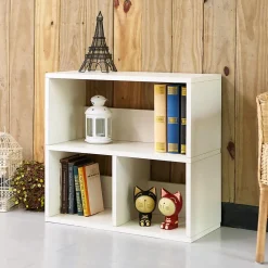 Way Basics 24.8"H Collins Cubby Bookcase, Organizer and Modern Eco Storage Shelf, White (WB-2SHELF-3-WE)