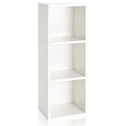 Way Basics 36.8"H Wynwood 3-Cube Narrow Bookcase Organizer and Modern Eco Storage Shelf Unit, White (WB-3CUBE-WE)