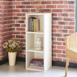 Way Basics 36.8"H Wynwood 3-Cube Narrow Bookcase Organizer and Modern Eco Storage Shelf Unit, White (WB-3CUBE-WE)