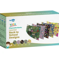 WeCare Disposable Face Masks, Kids, Assorted Back to School Designs, 50/Pack (WMN100125)