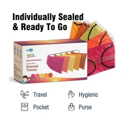 WeCare Disposable Face Masks, Kids, Assorted Sunset Tones, 50/Pack (WMN100137)