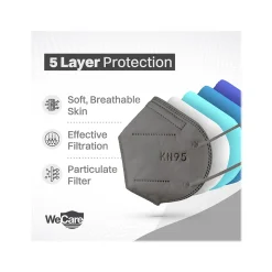 WeCare Disposable KN95 Face Mask, Adult, Dark Gray, 20/Pack (WCKN100)