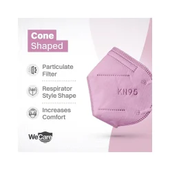 WeCare Disposable KN95 Face Mask, Adult, Pink, 20 Masks/Box, 50 Boxes/Pack (TBN203234)