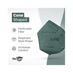 WeCare Disposable KN95 Face Mask, Adult, Dark Green, 20 Masks/Box, 50 Boxes/Pack (TBN203232)