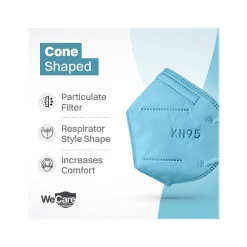 WeCare Disposable KN95 Face Mask, Adult, Blue, 20/Pack (WCKN97)